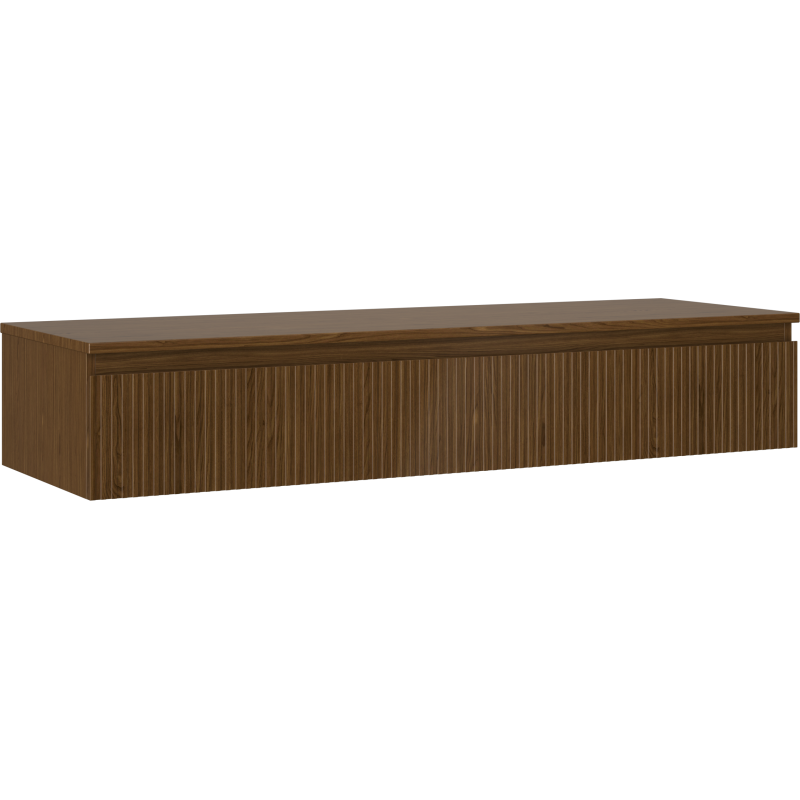 Mexen Rivel Badezimmer-Unterschrank 140 cm mit Arbeitsplatte, 1 Schublade, gerillt, Walnuss - 91A20-14023-1-BFC86