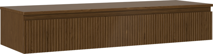 Mexen Rivel Badezimmer-Unterschrank 140 cm mit Arbeitsplatte, 1 Schublade, gerillt, Walnuss - 91A20-14023-1-BFC86