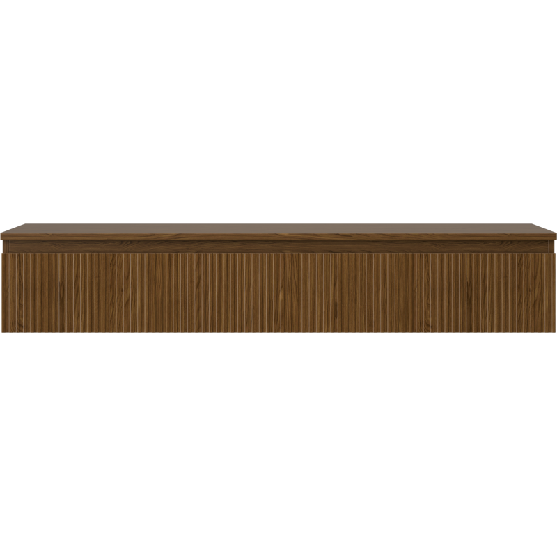 Mexen Rivel Badezimmer-Unterschrank 140 cm mit Arbeitsplatte, 1 Schublade, gerillt, Walnuss - 91A20-14023-1-BFC86