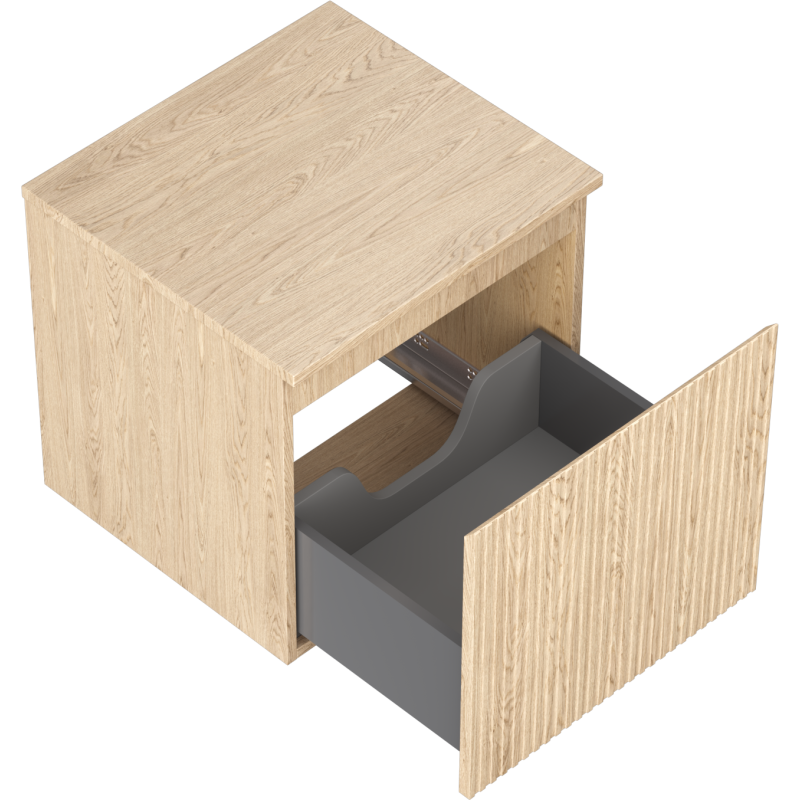 Mexen Rivel Badezimmer-Unterschrank 50 cm mit Arbeitsplatte, 1 Schublade, geriffelt, Eiche - 91A20-05047-1-BFC81