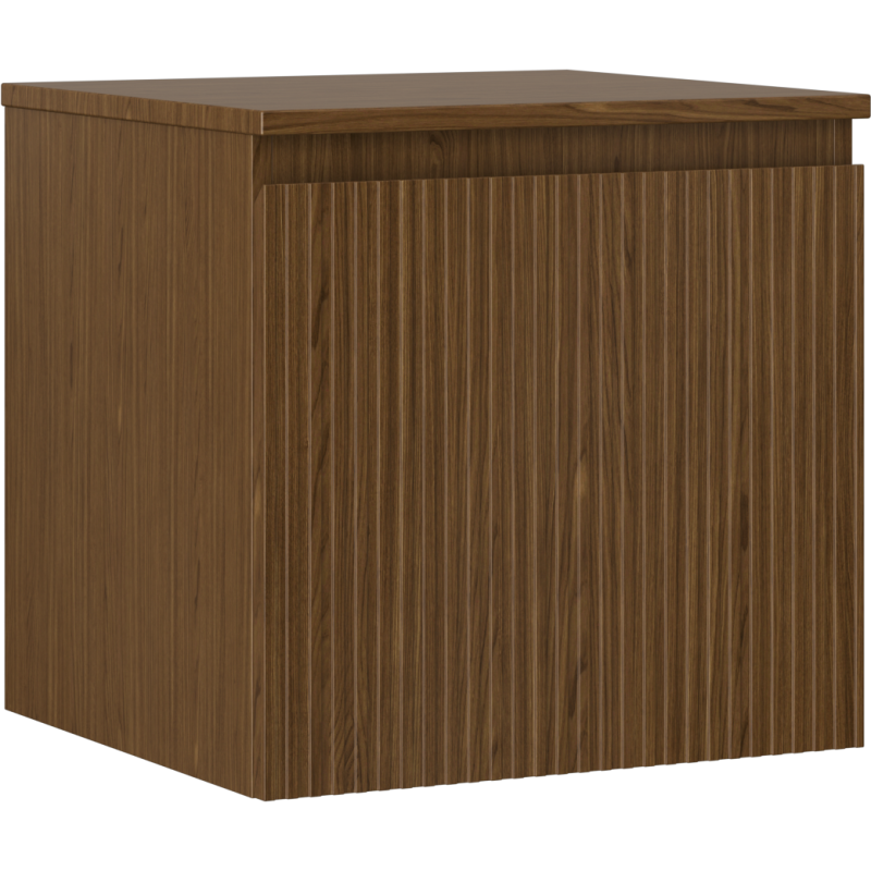 Mexen Rivel Badezimmerunterschrank 50 cm mit Oberfläche, 1 Schublade, geriffelt, Nussbaum - 91A20-05047-1-BFC86