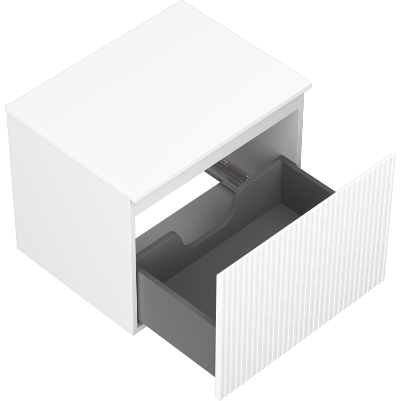 Mexen Rivel Badezimmerschrank für Waschbecken 60 cm mit Arbeitsplatte, 1 Schublade, geriffelt, weiß matt - 91A20-06047-1-BFC01