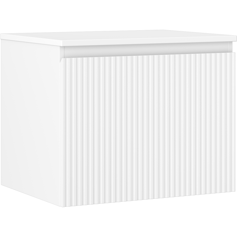 Mexen Rivel Badezimmerschrank für Waschbecken 60 cm mit Arbeitsplatte, 1 Schublade, geriffelt, weiß matt - 91A20-06047-1-BFC01