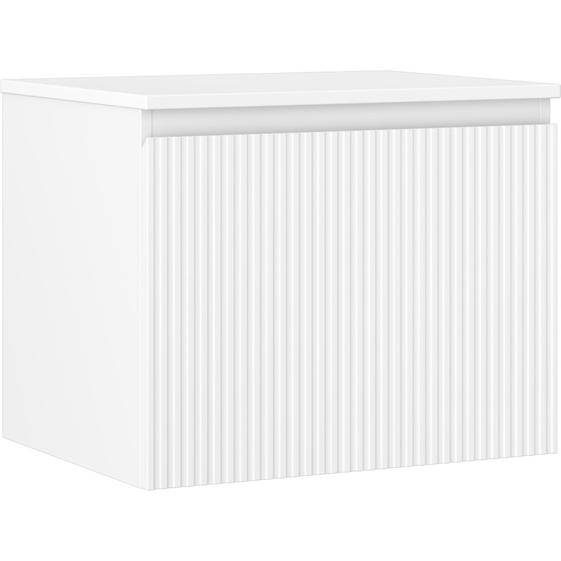 Mexen Rivel Badezimmerschrank für Waschbecken 60 cm mit Platte, 1 Schublade, geriffelt, weiß matt - 91A20-06047-1-BFC01