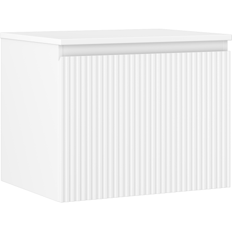 Mexen Rivel Badezimmerschrank für Waschbecken 60 cm mit Arbeitsplatte, 1 Schublade, geriffelt, weiß matt - 91A20-06047-1-BFC01