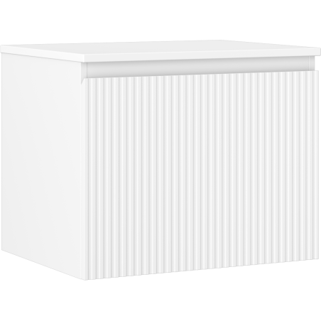 Mexen Rivel Badezimmerschrank für Waschbecken 60 cm mit Platte, 1 Schublade, geriffelt, weiß matt - 91A20-06047-1-BFC01