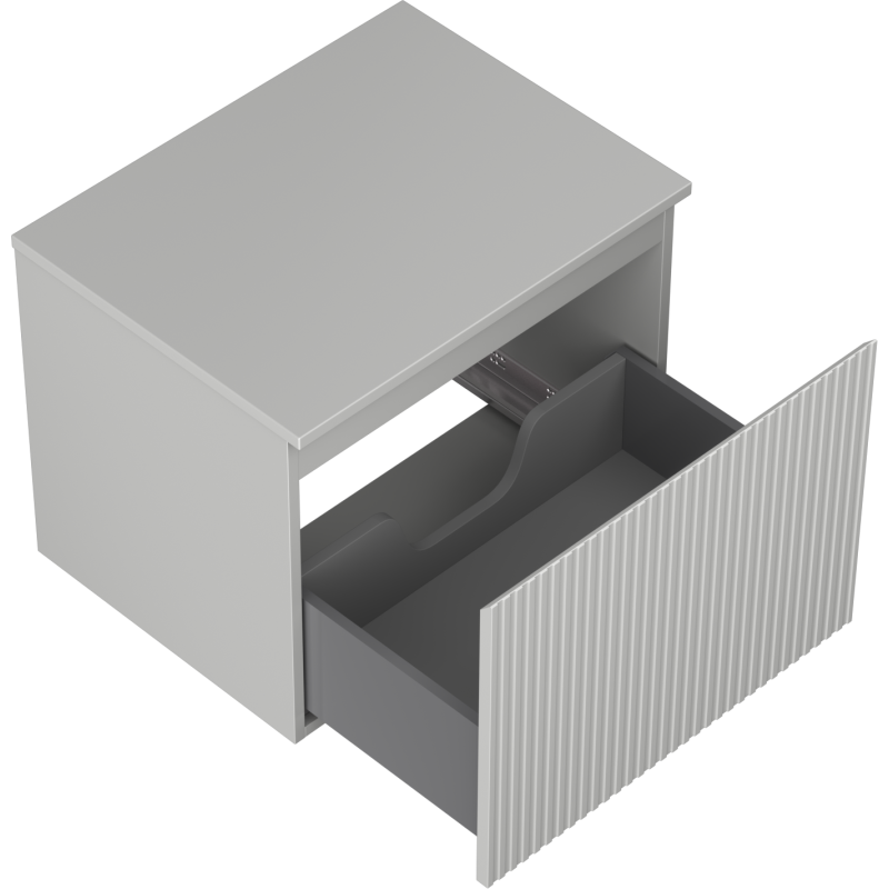 Mexen Rivel 60 cm Badezimmerunterschrank mit Arbeitsplatte, 1 Schublade, geriffelt, grau matt - 91A20-06047-1-BFC62