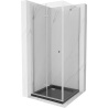 Mexen Lima faltbare Duschkabine 80 x 80 cm, transparent, Chrom + Duschwanne Flat, schwarz - 856-080-080-01-00-4070