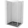 Mexen Lima faltbare Duschkabine 90 x 100 cm, transparent, Chrom + Duschwanne Flat, schwarz - 856-090-100-01-00-4070