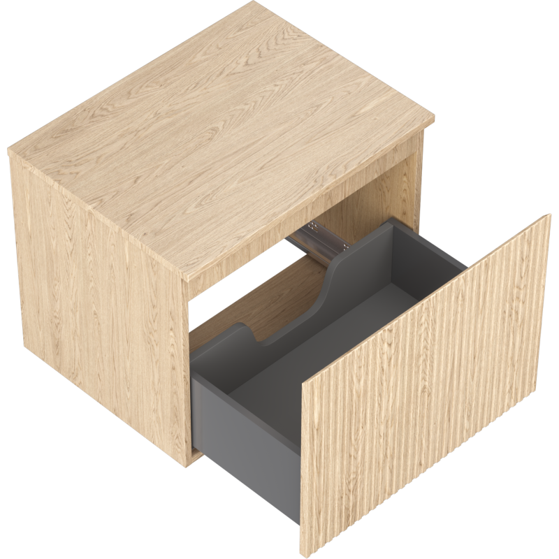 Mexen Rivel Badezimmerunterschrank 60 cm mit Arbeitsplatte, 1 Schublade, geriffelt, Eiche - 91A20-06047-1-BFC81