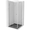 Mexen Lima faltbare Duschkabine 90 x 90 cm, transparent, Chrom + Duschwanne Flat, schwarz - 856-090-090-01-00-4070