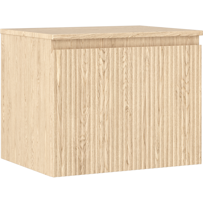 Mexen Rivel Badezimmerunterschrank 60 cm mit Arbeitsplatte, 1 Schublade, geriffelt, Eiche - 91A20-06047-1-BFC81