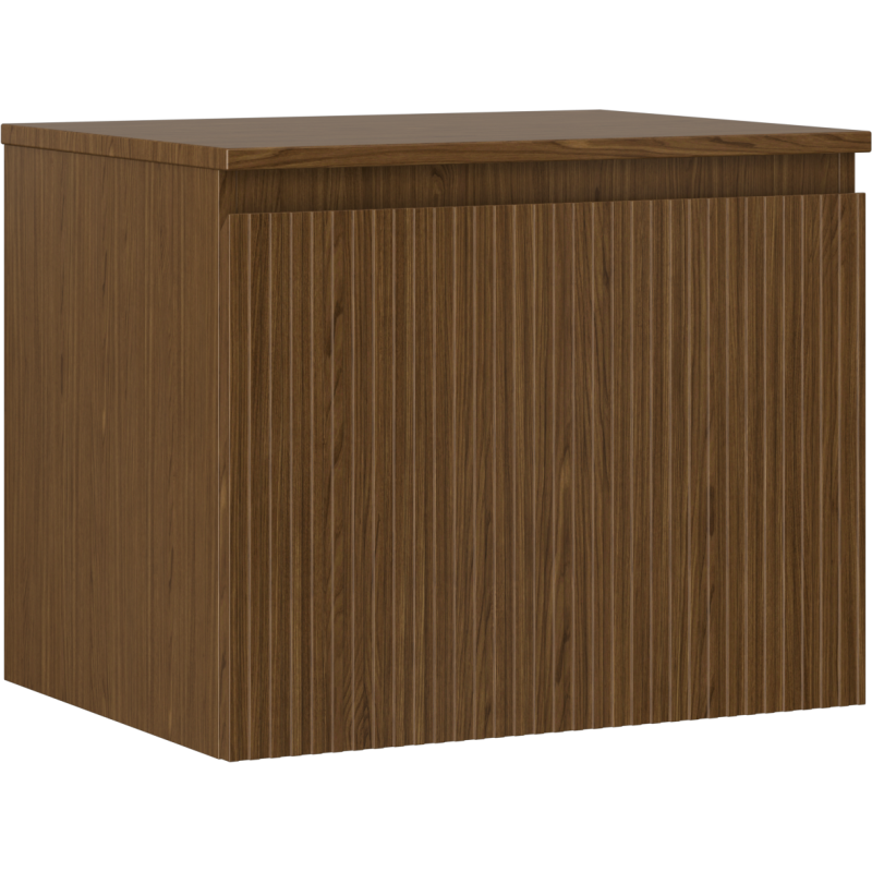 Mexen Rivel Badezimmer-Unterschrank 60 cm mit Arbeitsplatte, 1 Schublade, geriffelt, Nussbaum - 91A20-06047-1-BFC86