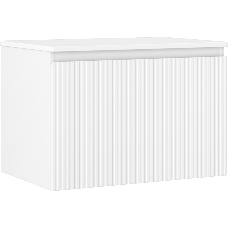 Mexen Rivel Badezimmerschrank 70 cm mit Arbeitsplatte, 1 Schublade, geriffelt, weiß matt - 91A20-07047-1-BFC01