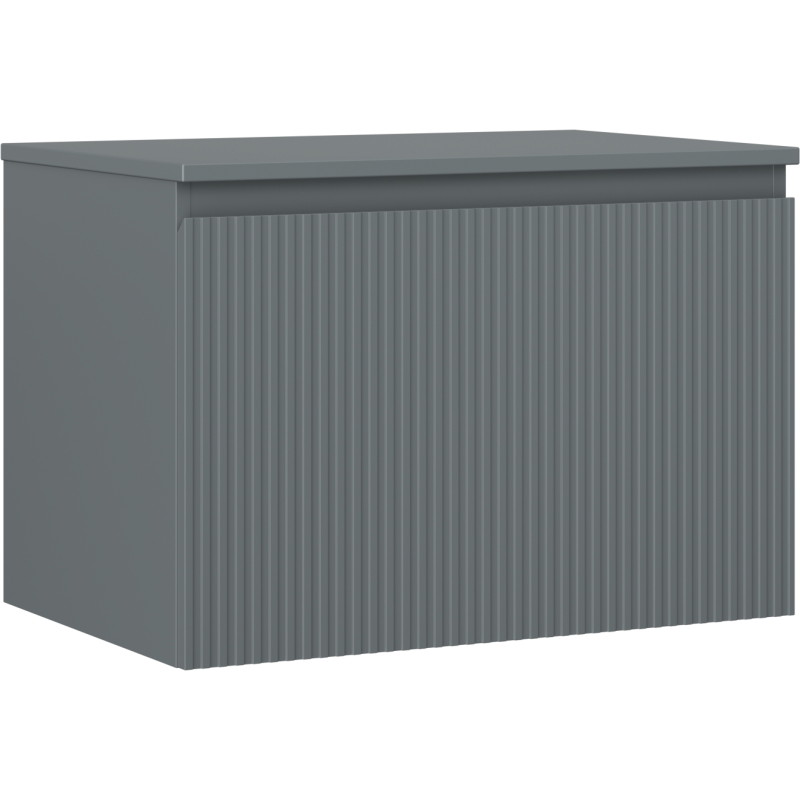 Mexen Rivel Badezimmerschrank unter Waschbecken 70 cm mit Arbeitsplatte, 1 Schublade, geriffelt, Graphit matt