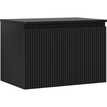 Mexen Rivel Badezimmerschrank 70 cm unter Waschbecken mit Arbeitsplatte, 1 Schublade, geriffelt, schwarz matt