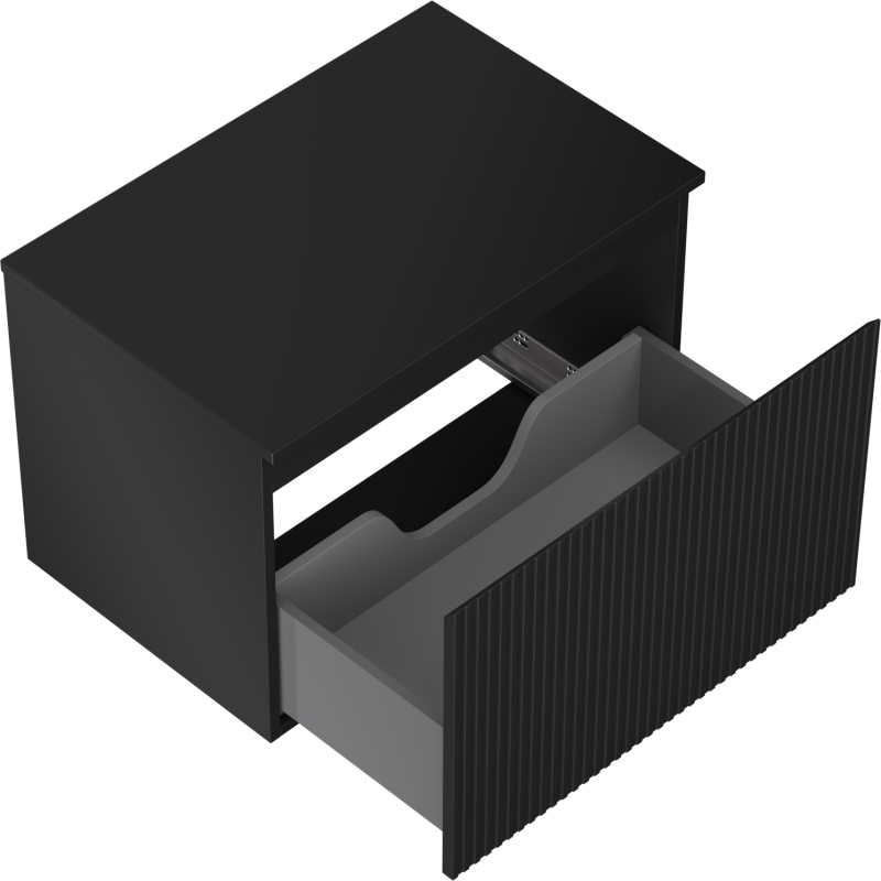 Mexen Rivel Badezimmerschrank 70 cm mit Platte, 1 Schublade, gerillt, schwarz matt - 91A20-07047-1-BFC71