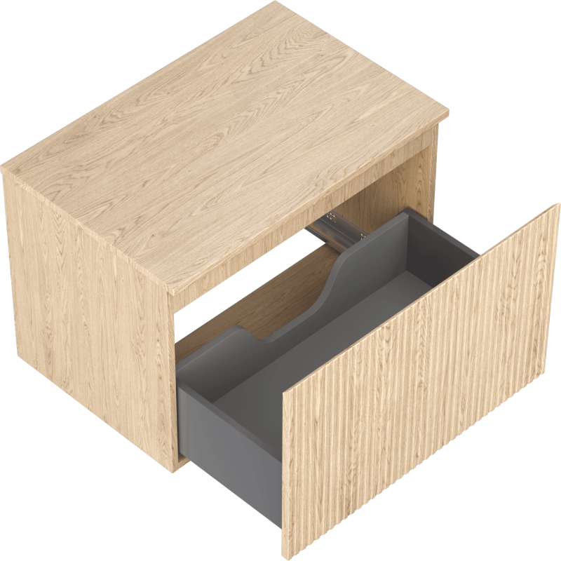 Mexen Rivel Badezimmerschrank unter Waschbecken 70 cm mit Arbeitsplatte, 1 Schublade, geriffelt, Eiche - 91A20-07047-1-BFC81