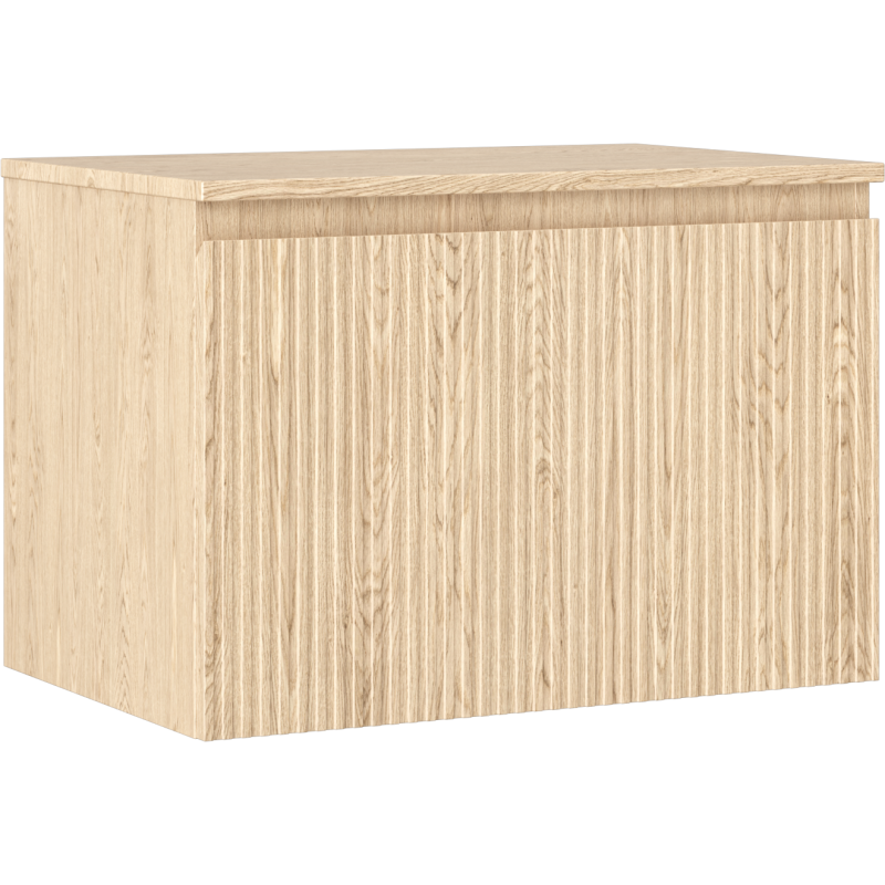 Mexen Rivel Badezimmerschrank unter Waschbecken 70 cm mit Arbeitsplatte, 1 Schublade, geriffelt, Eiche - 91A20-07047-1-BFC81