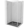 Mexen Lima faltbare Duschkabine 120 x 90 cm, transparent, Chrom + Duschwanne Flat, schwarz - 856-120-090-01-00-4070