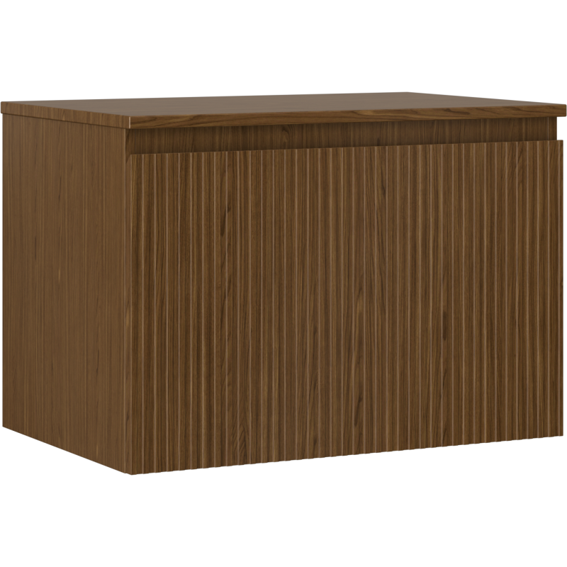 Mexen Rivel Badezimmerunterschrank 70 cm mit Arbeitsplatte, 1 Schublade, geriffelt, Nussbaum - 91A20-07047-1-BFC86