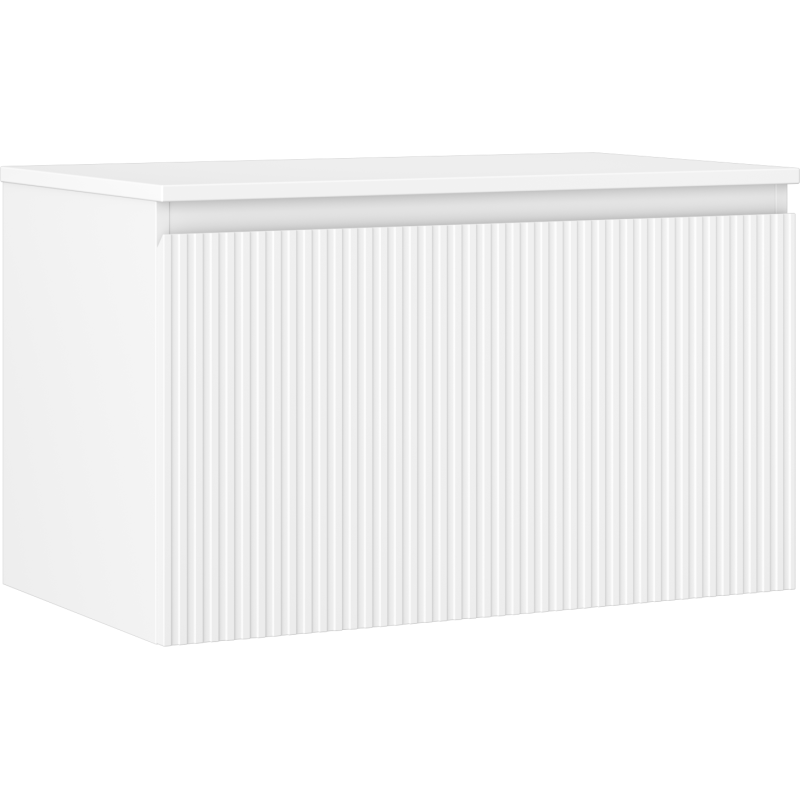 Mexen Rivel Badezimmerschrank für Waschbecken 80 cm mit Arbeitsplatte, 1 Schublade, geriffelt, weiß matt - 91A20-08047-1-BFC01
