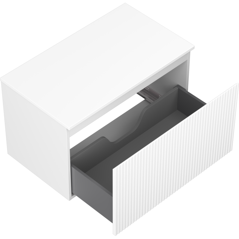 Mexen Rivel Badezimmerschrank für Waschbecken 80 cm mit Arbeitsplatte, 1 Schublade, geriffelt, weiß matt - 91A20-08047-1-BFC01
