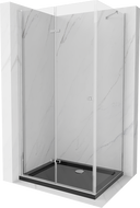 Mexen Lima faltbare Duschkabine 90 x 120 cm, transparent, Chrom + Duschwanne Flat, schwarz - 856-090-120-01-00-4070