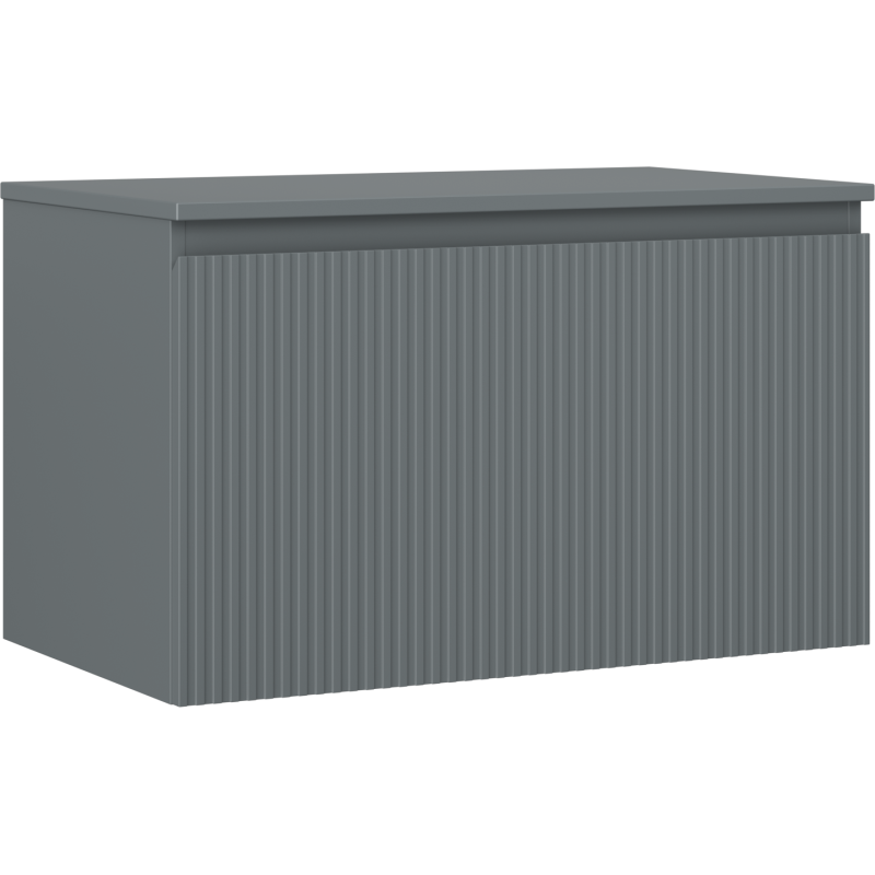 Mexen Rivel Badezimmerschrank 80 cm mit Platte, 1 Schublade, geriffelt, Graphit Matt - 91A20-08047-1-BFC66