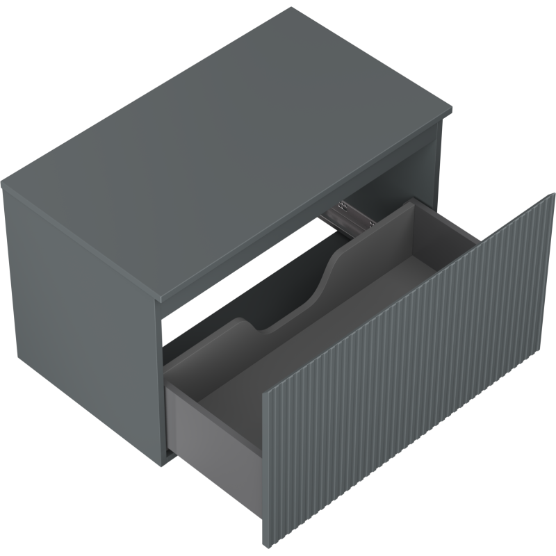 Mexen Rivel Badezimmerschrank 80 cm mit Platte, 1 Schublade, geriffelt, Graphit Matt - 91A20-08047-1-BFC66