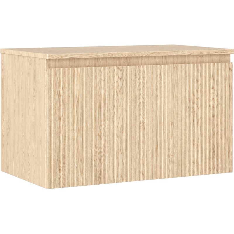 Mexen Rivel Badezimmerschrank für Waschbecken 80 cm mit Platte, 1 Schublade, geriffelt, Eiche - 91A20-08047-1-BFC81