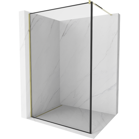 Mexen Kioto Duschwand Walk-in 70 x 200 cm, schwarzer Rahmen 8 mm, Gold - 800-070-101-50-70