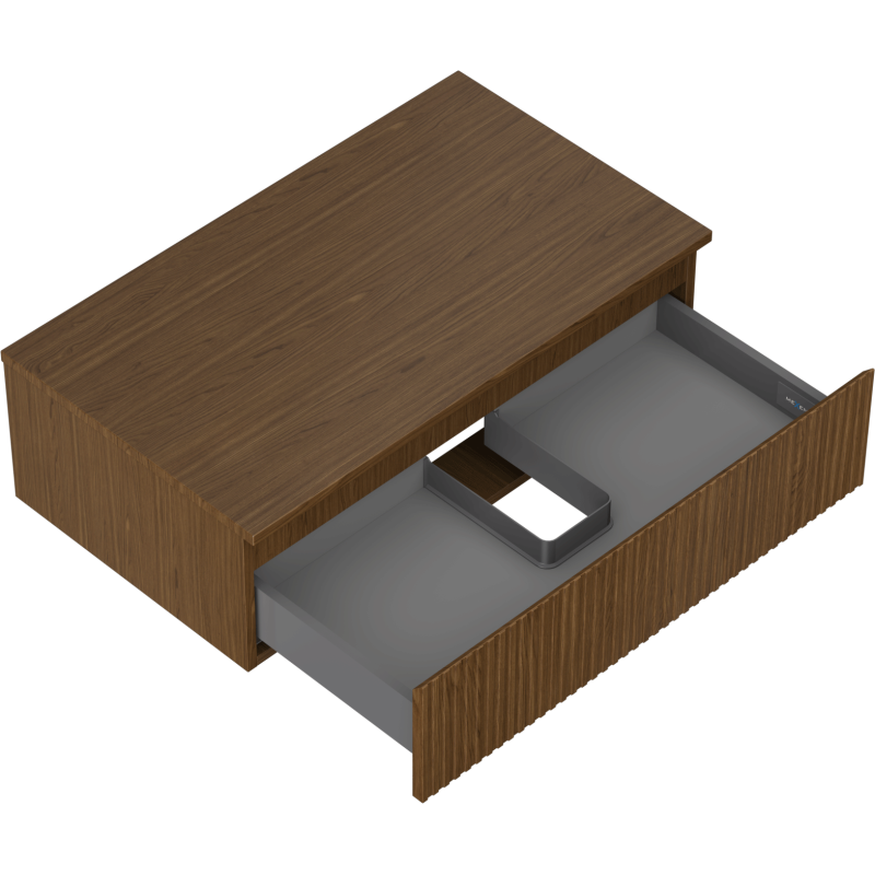 Mexen Rivel Badezimmerschrank unter Waschbecken 80 cm mit Arbeitsplatte, 1 Schublade, geriffelt, Walnuss - 91A20-08047-1-BFC86
