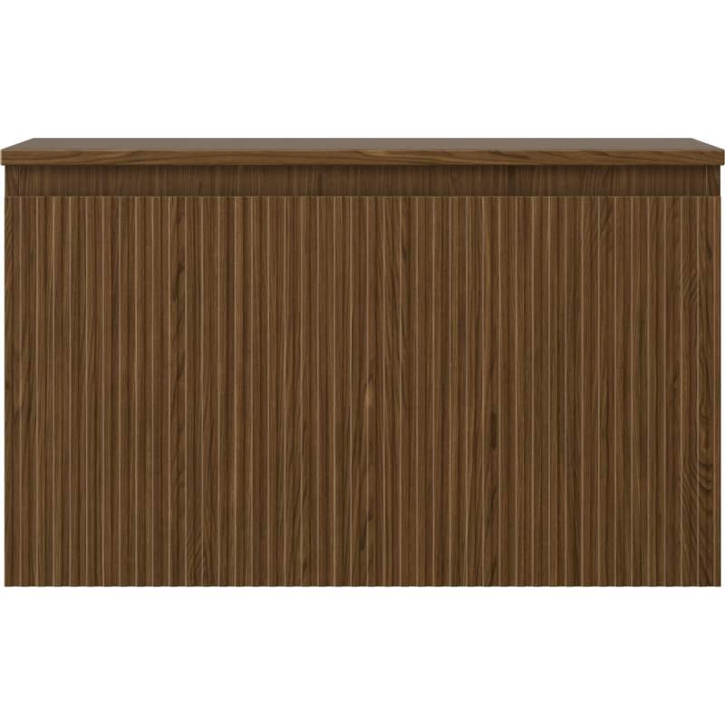 Mexen Rivel Badezimmerschrank unter Waschbecken 80 cm mit Arbeitsplatte, 1 Schublade, geriffelt, Walnuss - 91A20-08047-1-BFC86