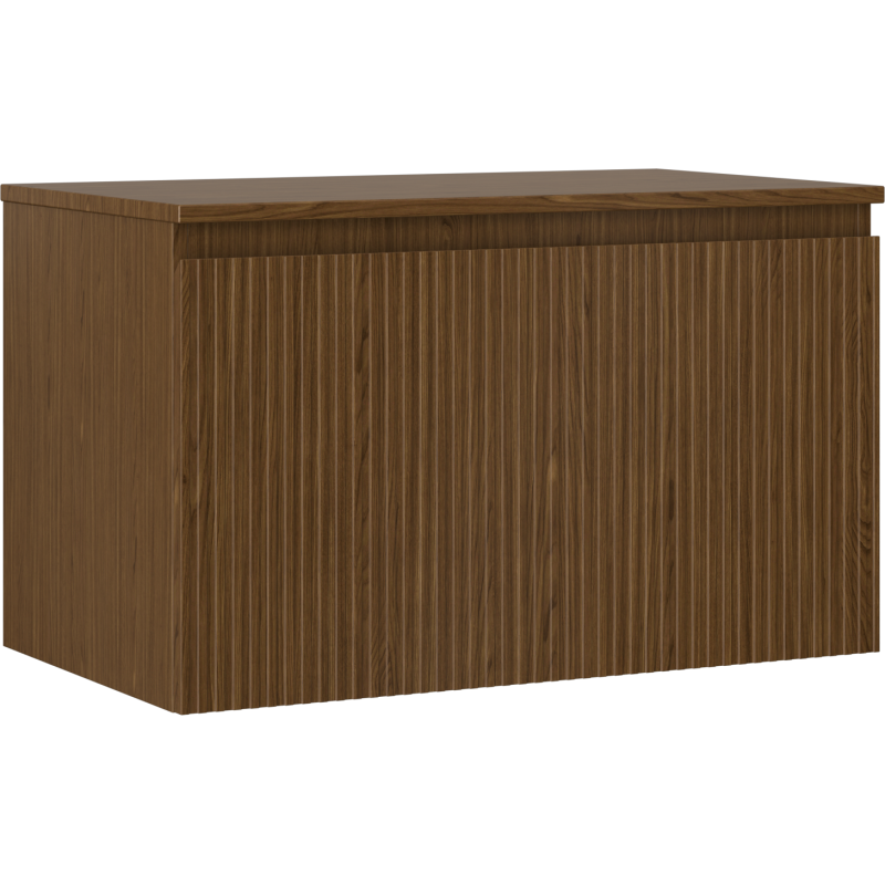 Mexen Rivel Badezimmerschrank unter Waschbecken 80 cm mit Arbeitsplatte, 1 Schublade, geriffelt, Walnuss - 91A20-08047-1-BFC86
