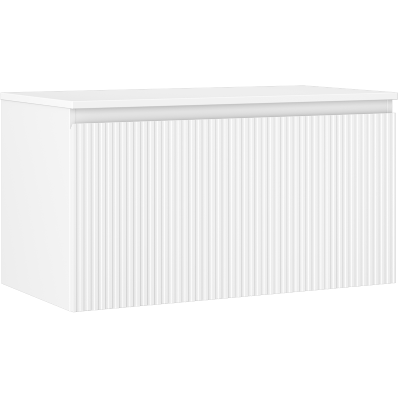 Mexen Rivel Badschrank 90 cm mit Arbeitsplatte, 1 Schublade, gerillt, weiß matt - 91A20-09047-1-BFC01