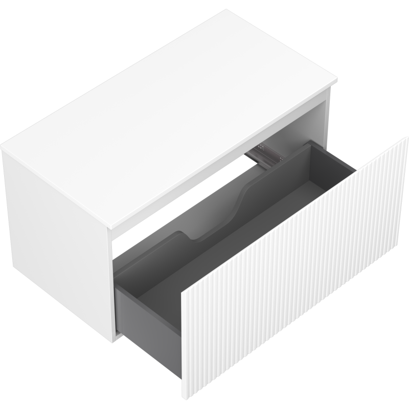 Mexen Rivel Badschrank 90 cm mit Arbeitsplatte, 1 Schublade, gerillt, weiß matt - 91A20-09047-1-BFC01