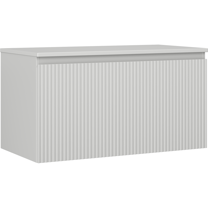 Mexen Rivel Badezimmer-Unterschrank 90 cm mit Arbeitsplatte, 1 Schublade, geriffelt, graumatt - 91A20-09047-1-BFC62