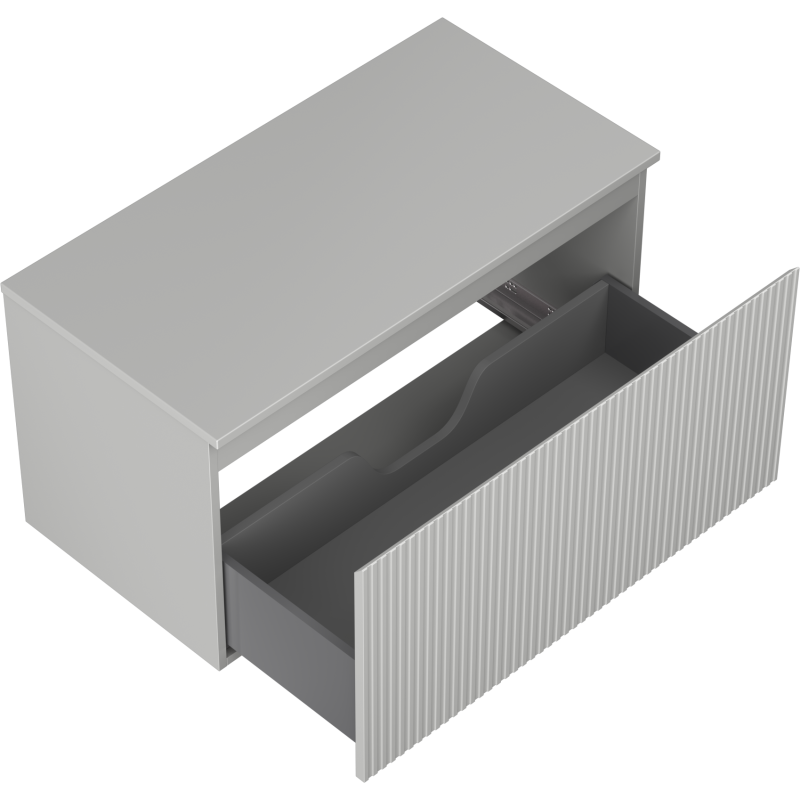 Mexen Rivel Badezimmer-Unterschrank 90 cm mit Arbeitsplatte, 1 Schublade, geriffelt, graumatt - 91A20-09047-1-BFC62