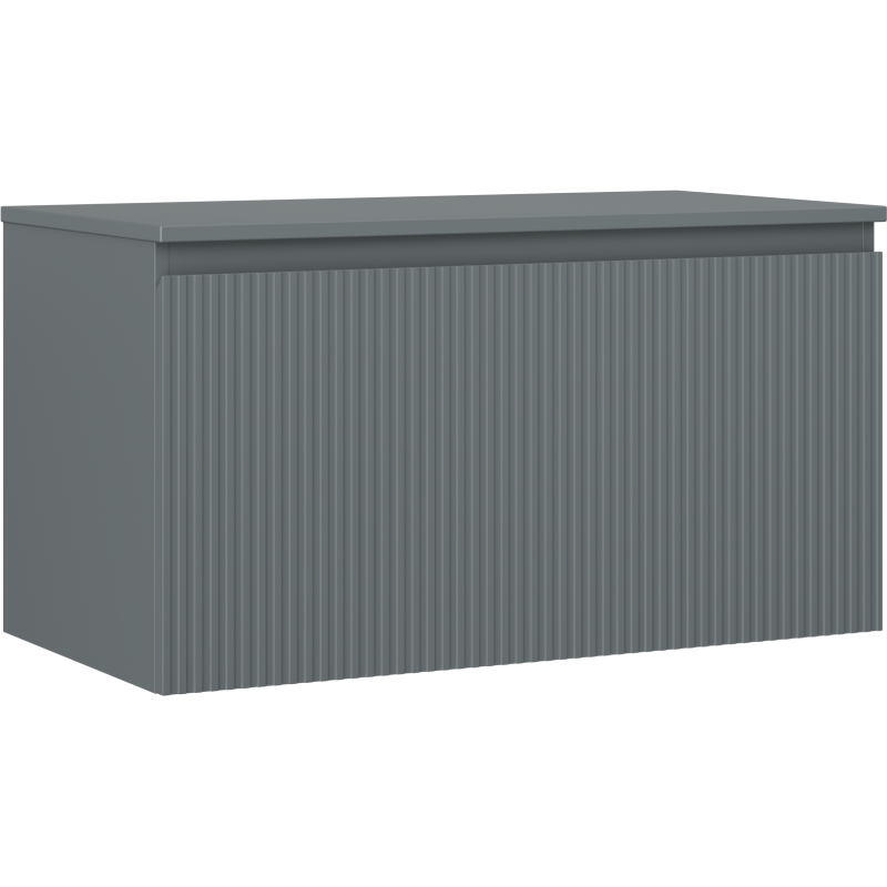 Mexen Rivel Badezimmer-Unterschrank 90 cm mit Arbeitsplatte, 1 Schublade, gerillt, Grafit matt - 91A20-09047-1-BFC66