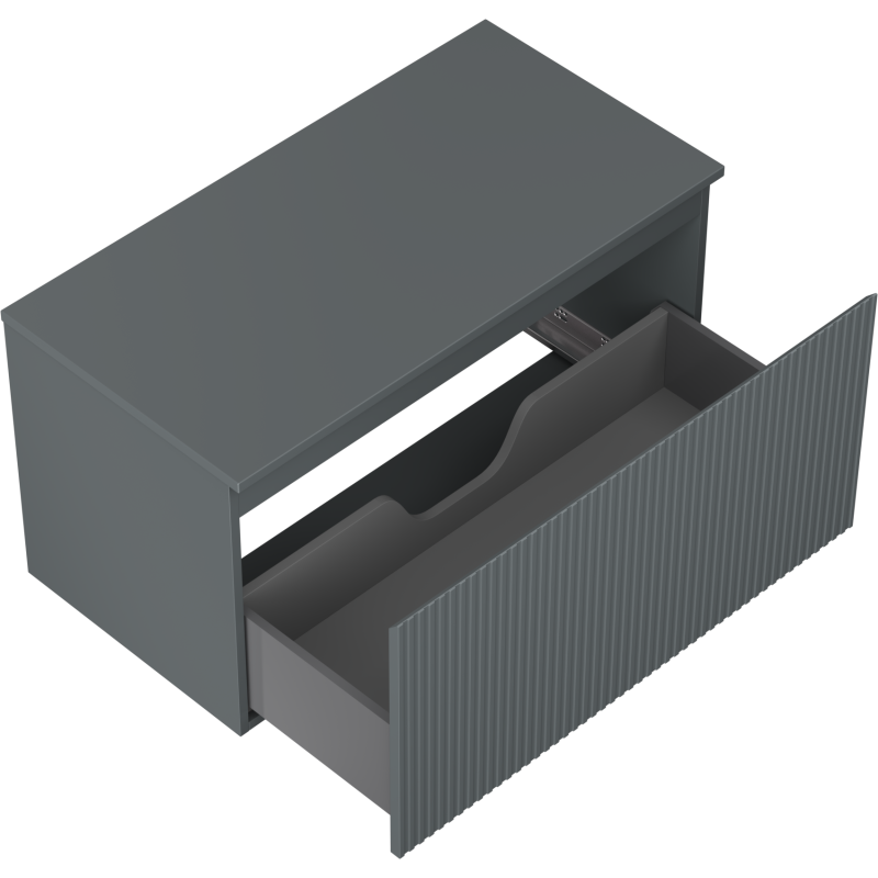 Mexen Rivel Badezimmer-Unterschrank 90 cm mit Arbeitsplatte, 1 Schublade, gerillt, Grafit matt - 91A20-09047-1-BFC66