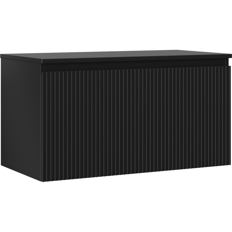 Mexen Rivel 90 cm Unterschrank für das Badezimmer mit Arbeitsplatte, 1 Schublade, geriffelt, schwarz matt - 91A20-09047-1-BFC71