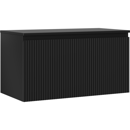 Mexen Rivel Badezimmer-Unterschrank 90 cm mit Arbeitsplatte, 1 Schublade, geriffelt, schwarz matt - 91A20-09047-1-BFC71