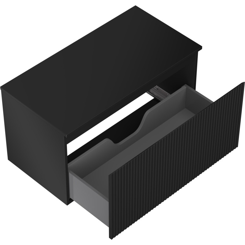 Mexen Rivel 90 cm Unterschrank für das Badezimmer mit Arbeitsplatte, 1 Schublade, geriffelt, schwarz matt - 91A20-09047-1-BFC71