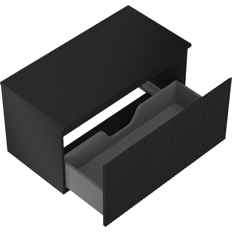 Mexen Rivel Badezimmer-Unterschrank 90 cm mit Arbeitsplatte, 1 Schublade, geriffelt, schwarz matt - 91A20-09047-1-BFC71