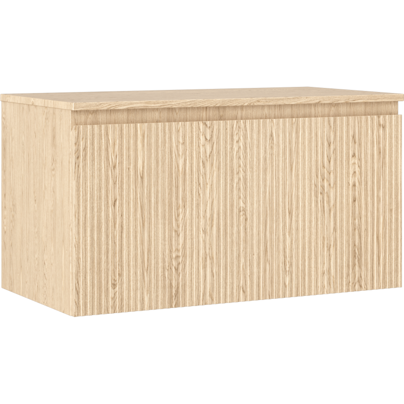 Mexen Rivel Badschrank unter Waschbecken 90 cm mit Platte, 1 Schublade, geriffelt, Eiche - 91A20-09047-1-BFC81