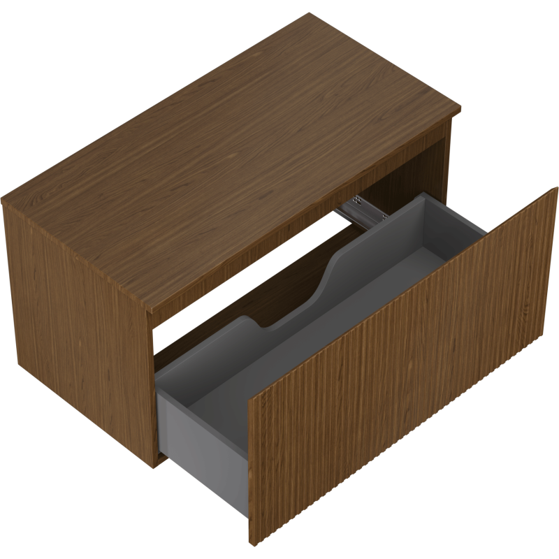 Mexen Rivel Badezimmerschrank 90 cm mit Arbeitsplatte, 1 Schublade, geriffelt, Walnuss - 91A20-09047-1-BFC86