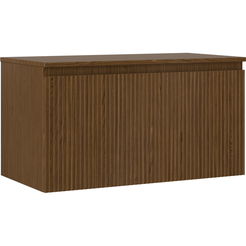 Mexen Rivel Badezimmerschrank 90 cm mit Arbeitsplatte, 1 Schublade, geriffelt, Walnuss - 91A20-09047-1-BFC86