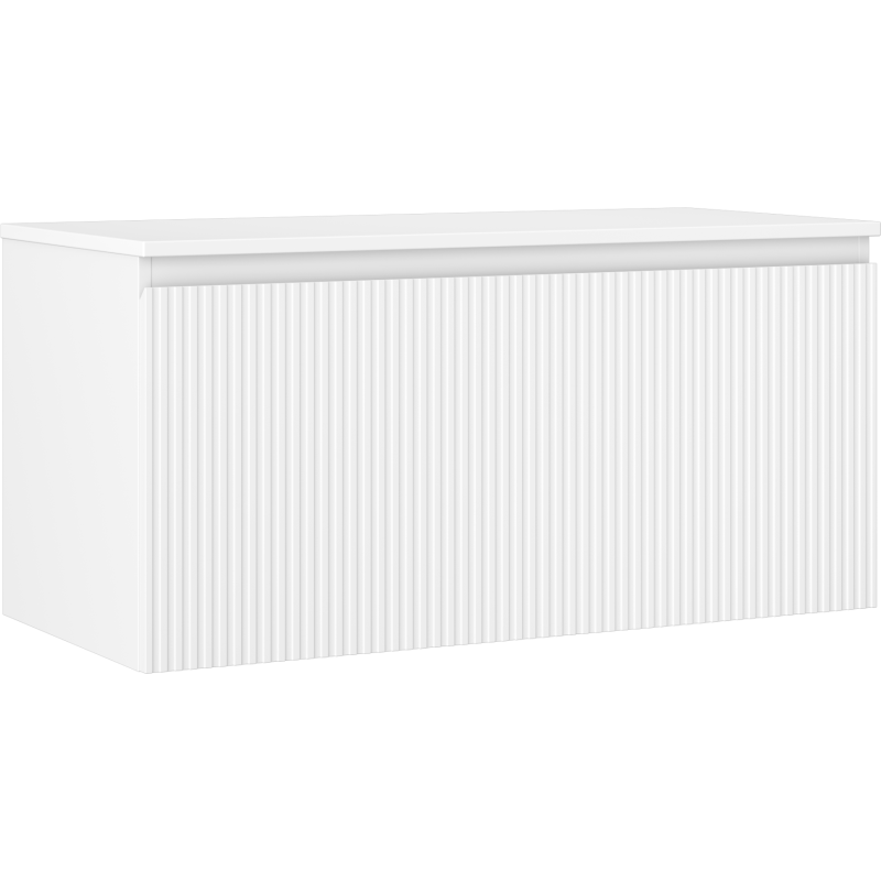 Mexen Rivel Badezimmerschrank 100 cm mit Arbeitsplatte, 1 Schublade, gerillt, weiß matt - 91A20-10047-1-BFC01
