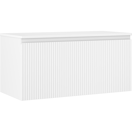 Mexen Rivel Badezimmerschrank 100 cm mit Arbeitsplatte, 1 Schublade, gerillt, weiß matt - 91A20-10047-1-BFC01